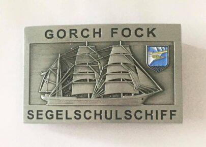 Gürtelschnalle – A 60 SSS Gorch Fock – massiv, silberf., m. Wappen