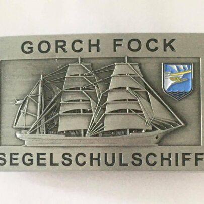 Gürtelschnalle – A 60 SSS Gorch Fock – massiv, silberf., m. Wappen